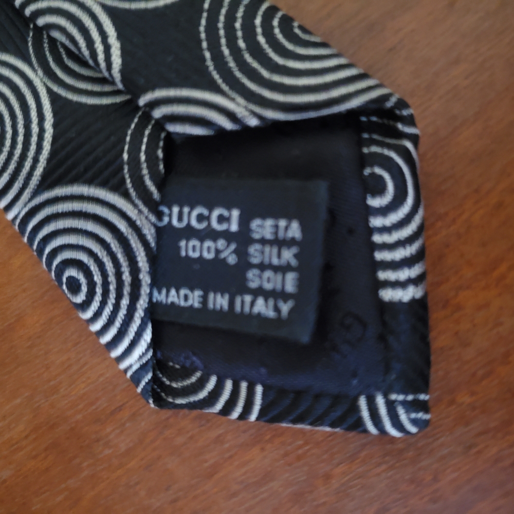 Gucci Black And White Patterned Tie - image 3